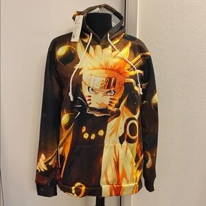 NWT Anime Double sided Graphic Naruto Hoodie with Drawstrings Large